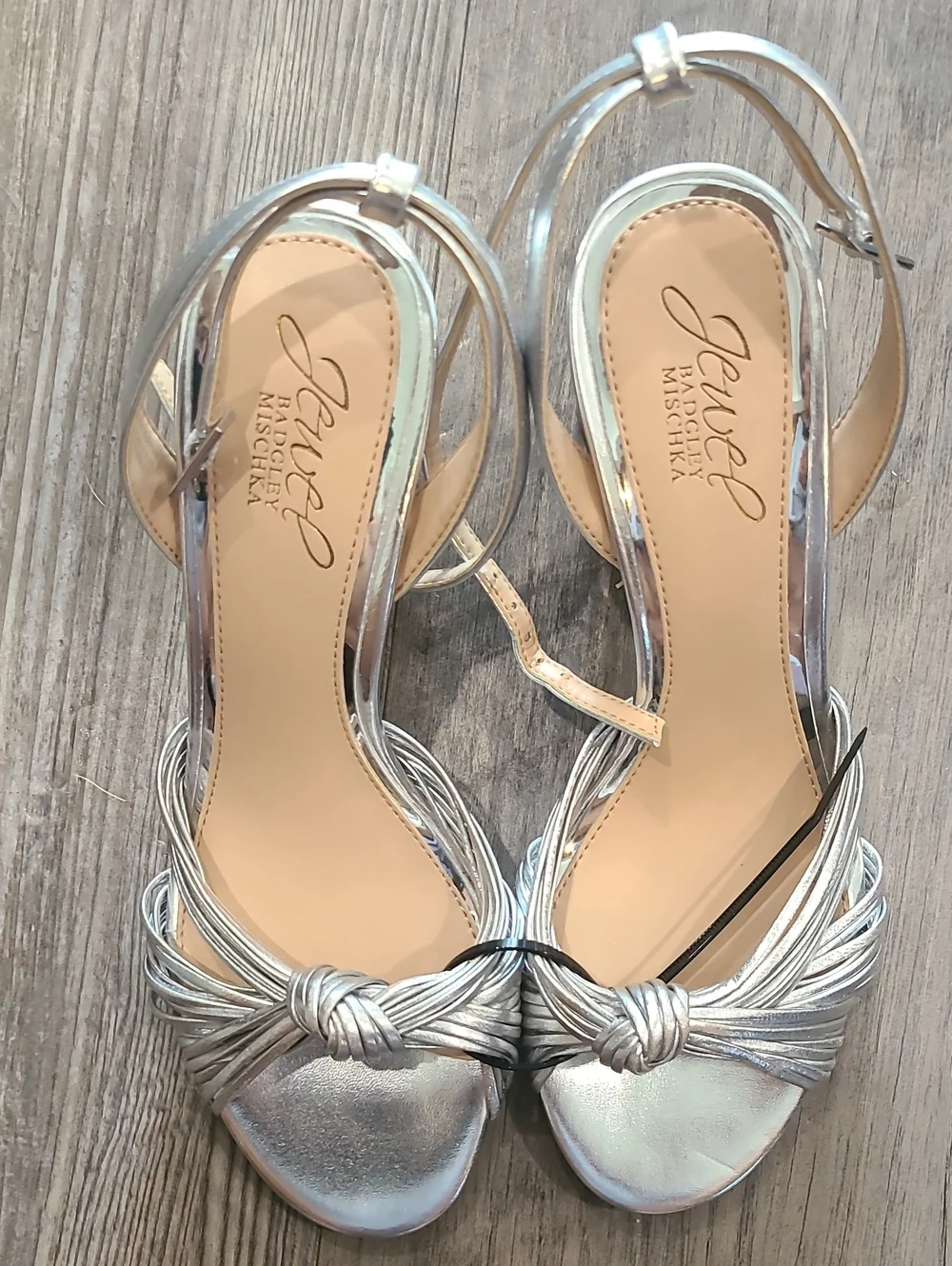Jewel Badgley Mischka Christen Knot Detail Block Heel Evening Sandals Size 6
